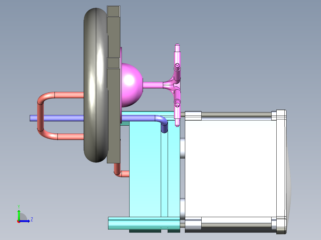 池塘自动喂养产品设计及三维模型（说明书+3D+CAD）左视图