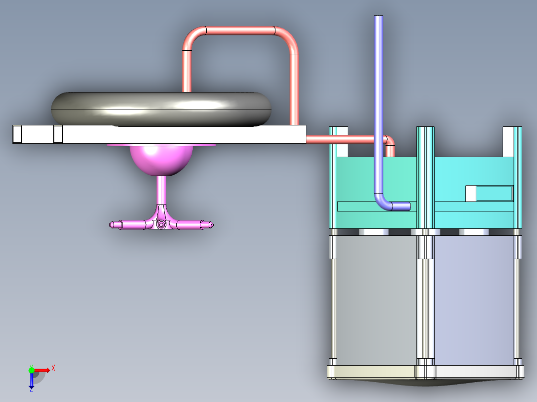 池塘自动喂养产品设计及三维模型（说明书+3D+CAD）俯视图