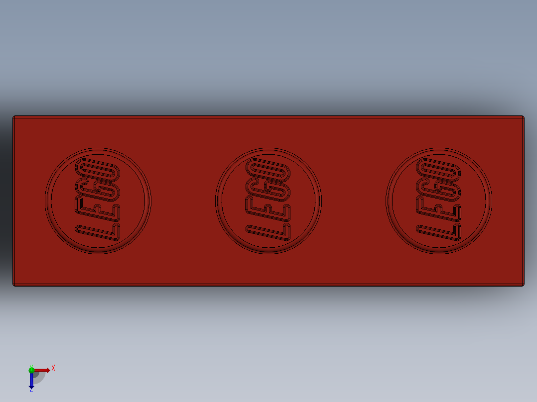 乐高套装 4421基本积木-362221 Bright Red Brick 1 x 3.SLDPRT俯视图