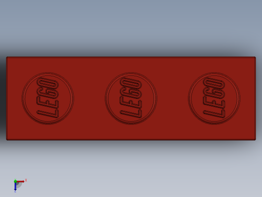 乐高套装 4421基本积木-362221 Bright Red Brick 1 x 3.SLDPRT俯视缩略图