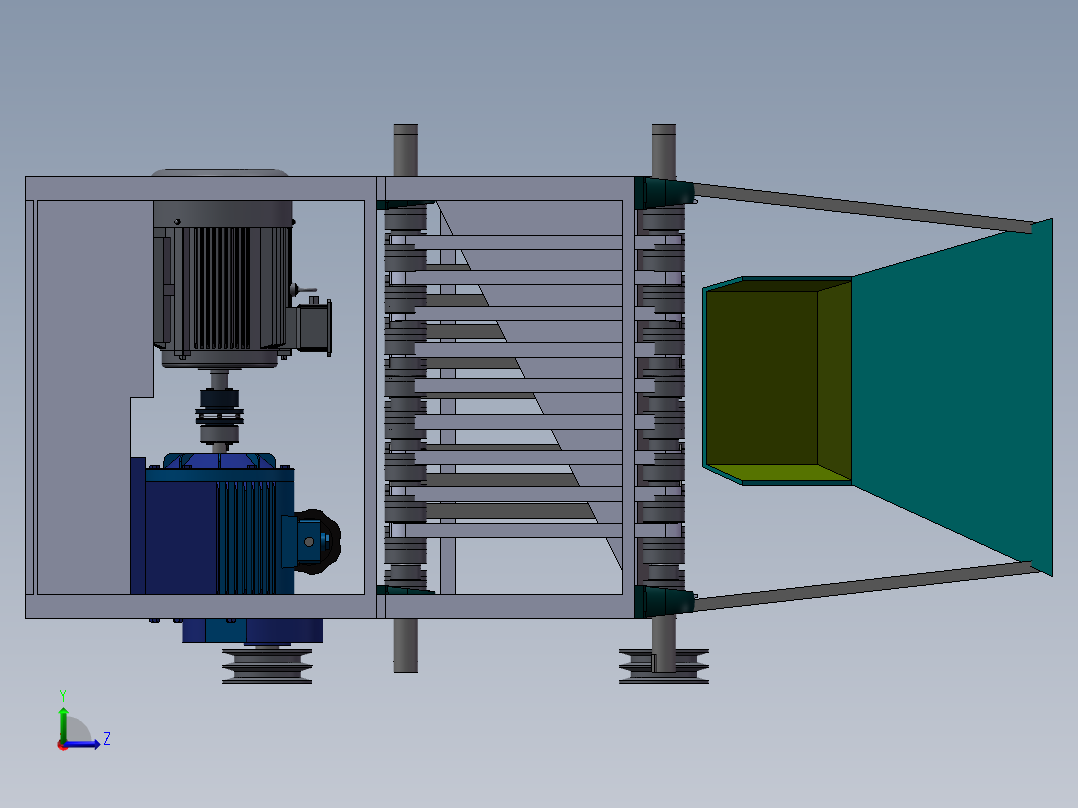 轨道式圆形果蔬分级机设计左视图