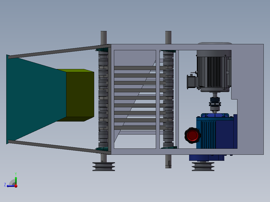 轨道式圆形果蔬分级机设计右视图