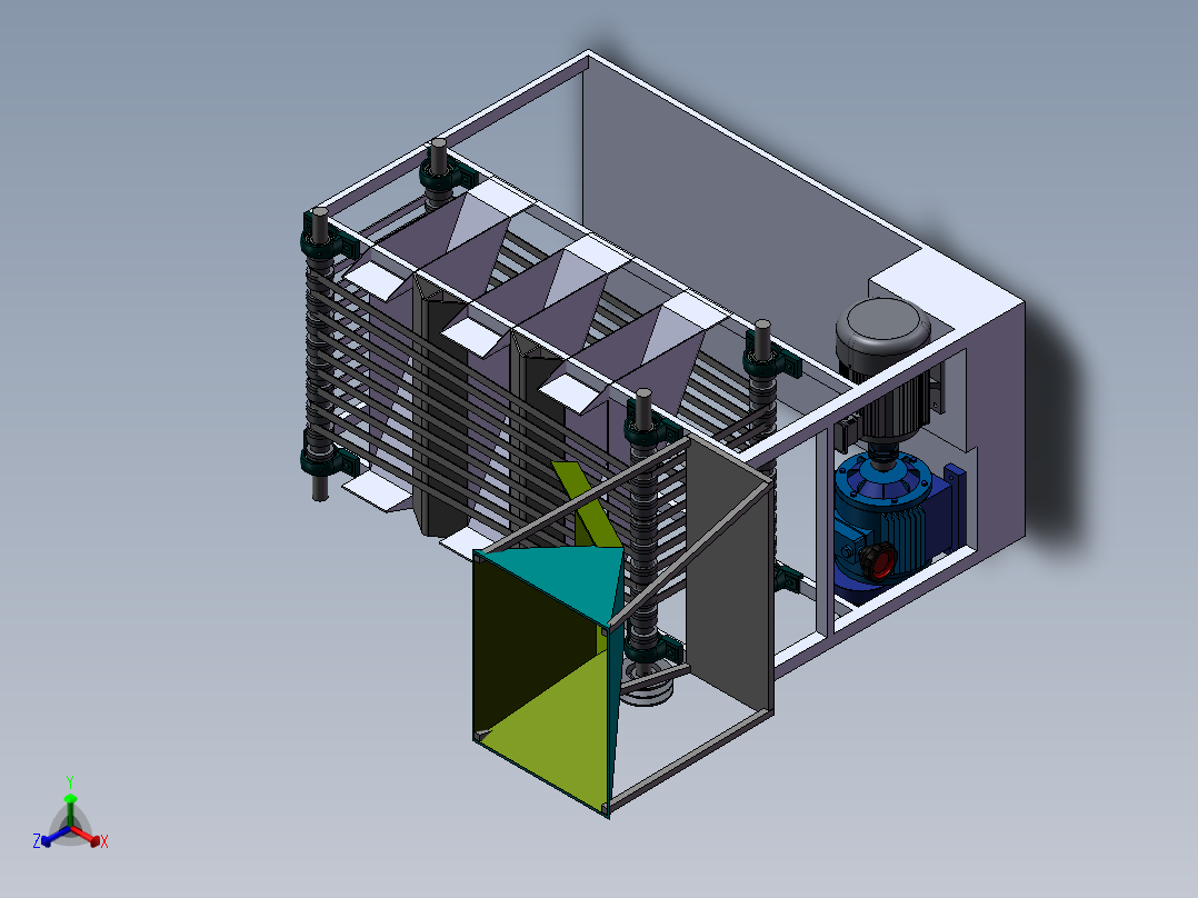 轨道式圆形果蔬分级机设计正等轴测图