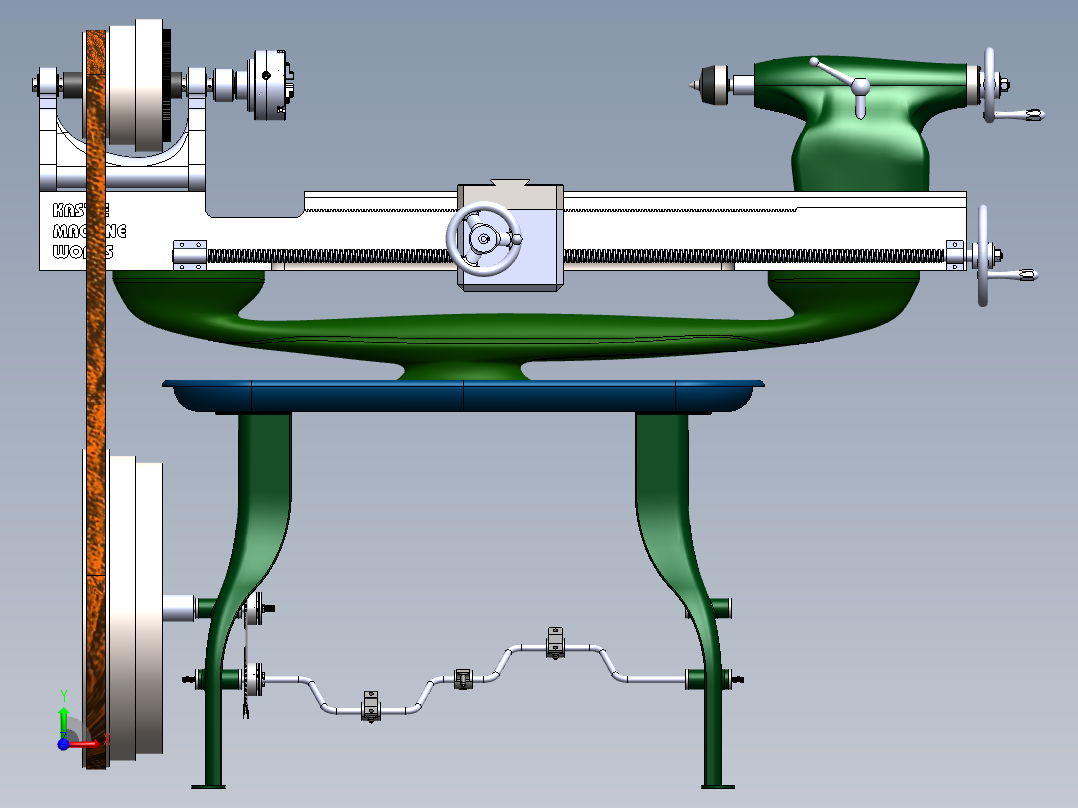 Kastle车床三维建模图纸 solidworks设计前视图