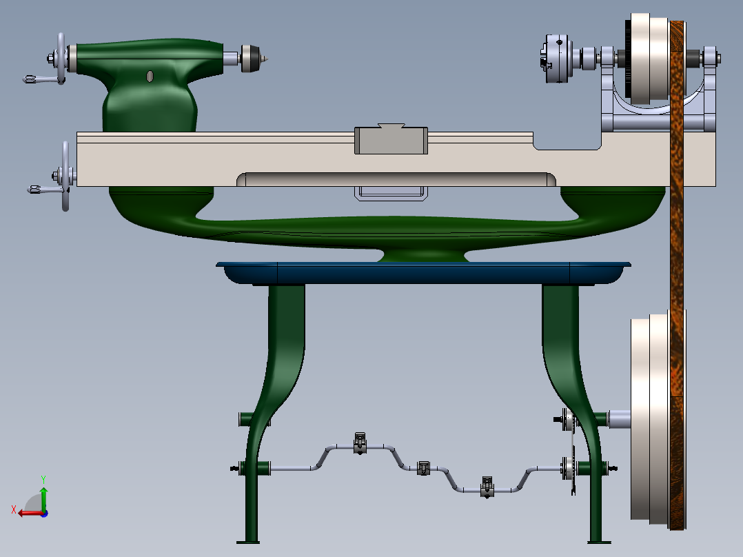 Kastle车床三维建模图纸 solidworks设计后视图