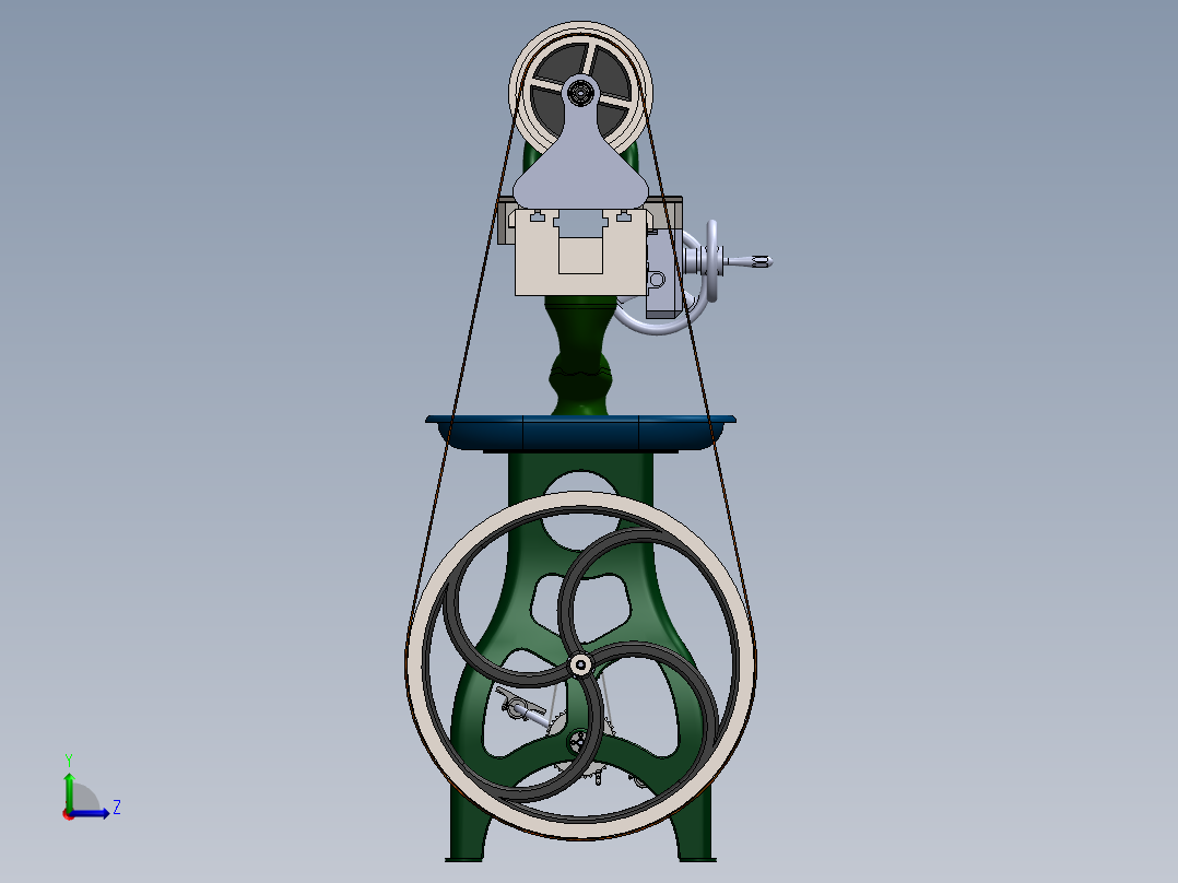 Kastle车床三维建模图纸 solidworks设计左视图