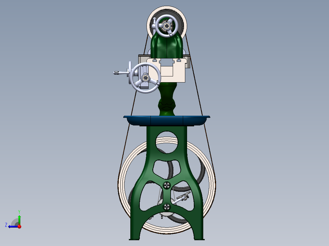 Kastle车床三维建模图纸 solidworks设计右视图