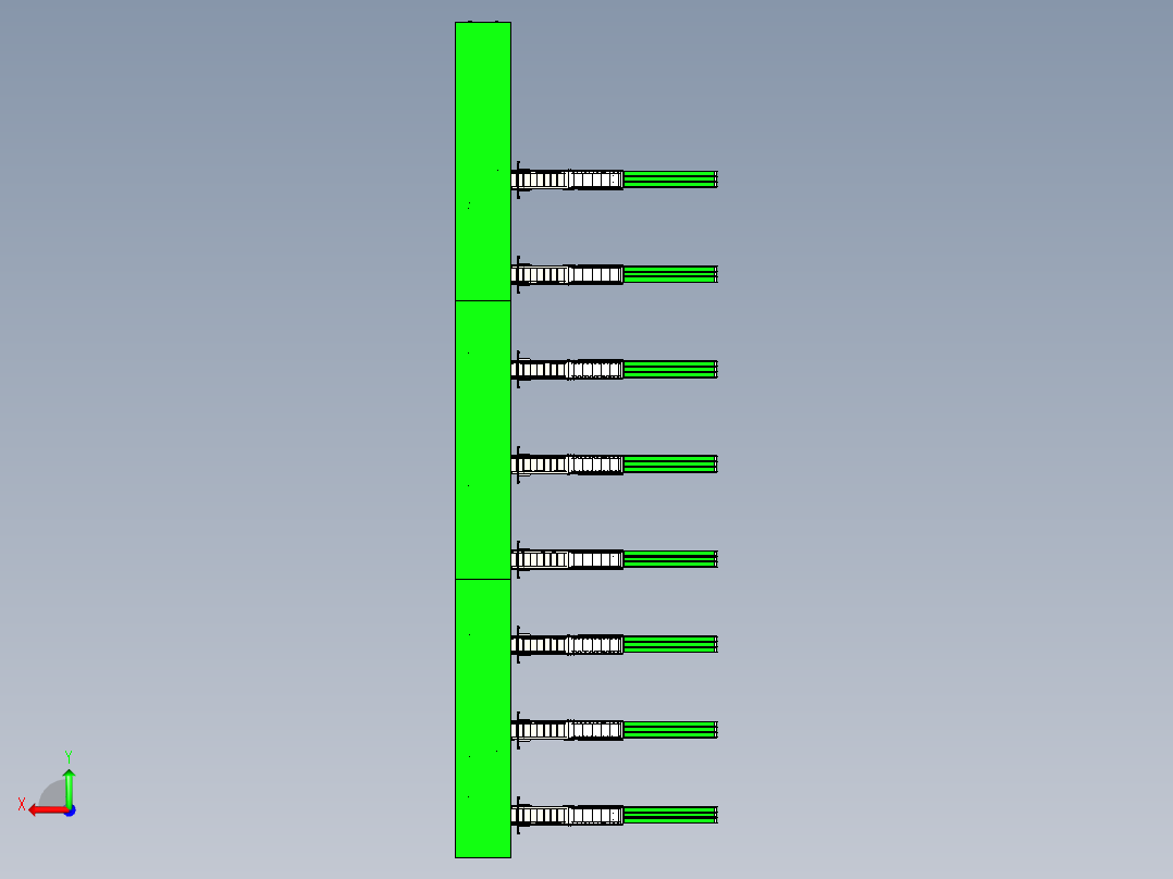 提升机设备与轨道运输车组合模拟后视图