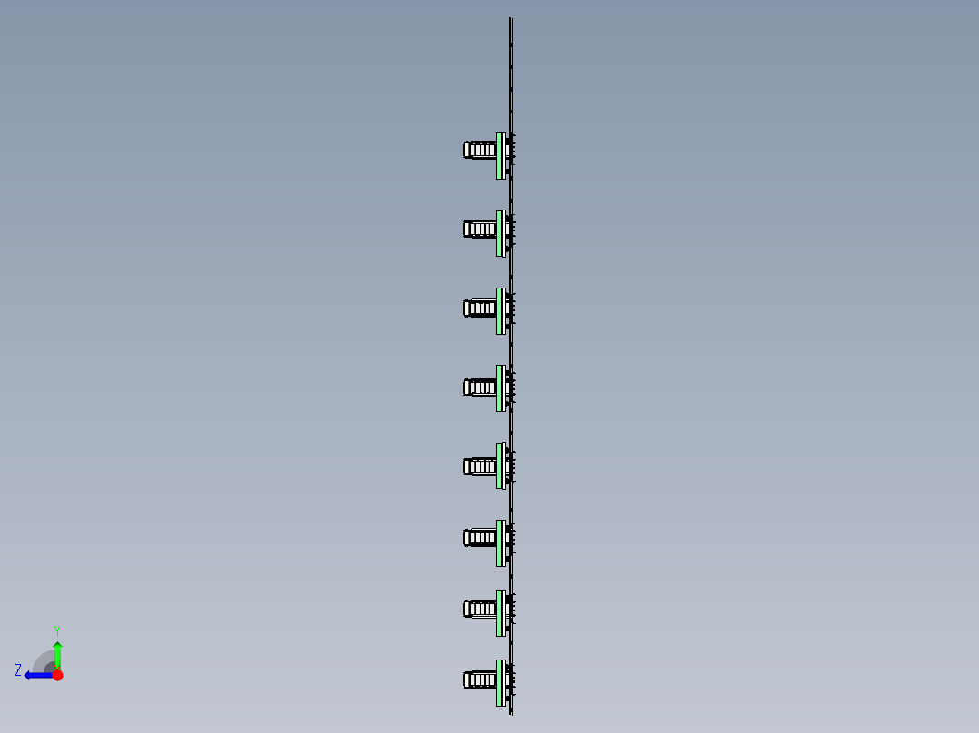 提升机设备与轨道运输车组合模拟右视图