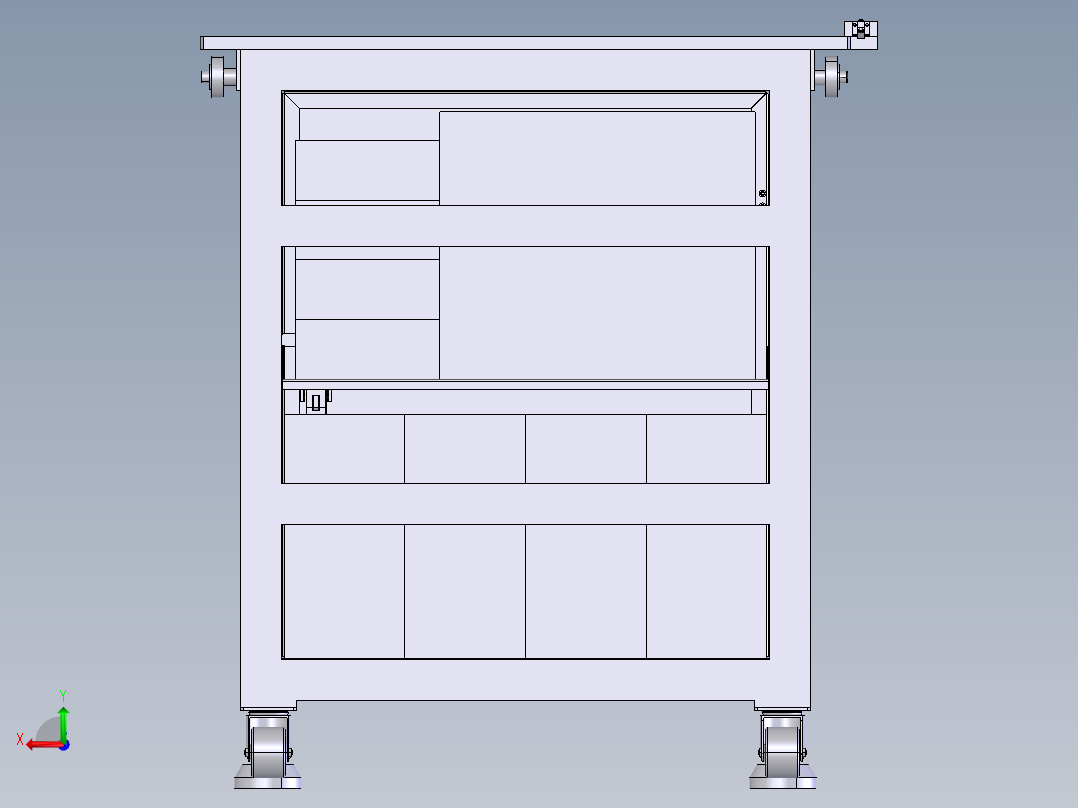 货架、一款内置设备的物料小车后视图