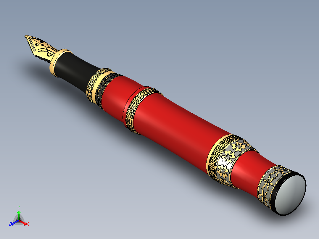 B3004598-奢华钢笔正等轴测图