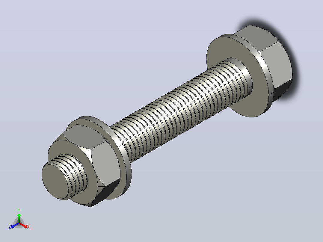 带锁紧螺母的锌钩环螺栓- M12x75mm主视图