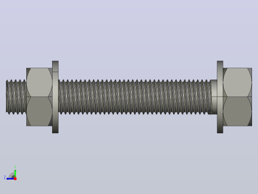 带锁紧螺母的锌钩环螺栓- M12x75mm右视缩略图
