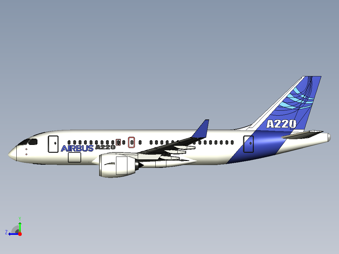 空客A220飞机右视图