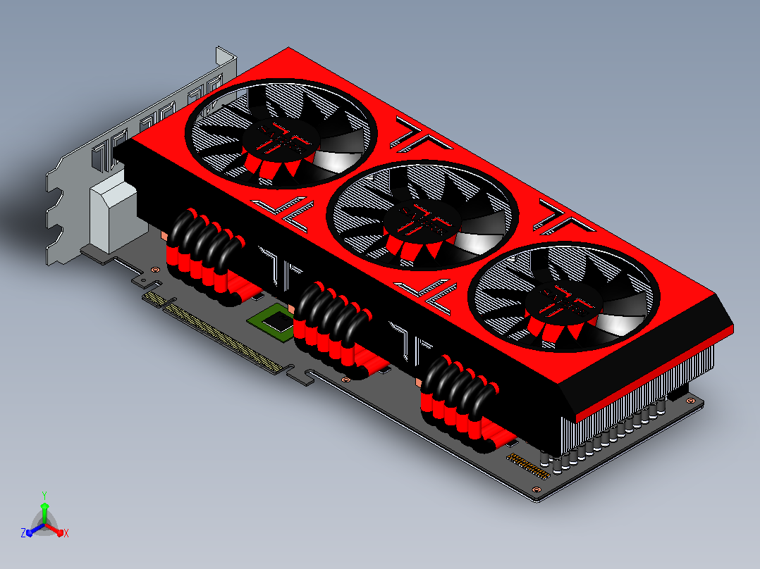 SabreImortalX3极端空气冷却器版三个GTX980gpu的单个pcb主视图