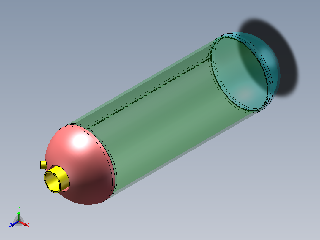 气瓶焊接工艺设计（10MPa）(SW+CAD+说明书)正等轴测图