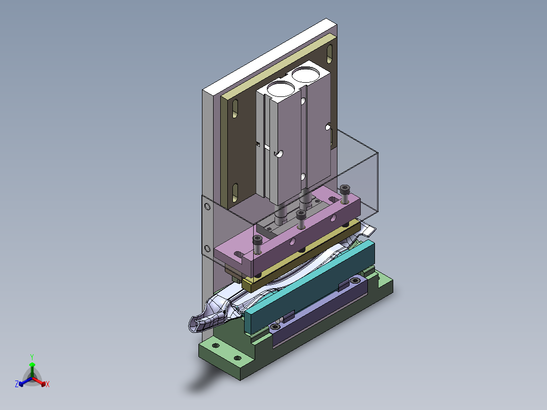 VW526接合角贴胶条治具（sw18可编辑+工程图）正等轴测图