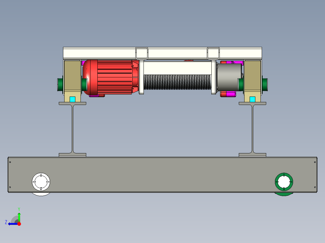 10T桥起重机设计三维stp右视图