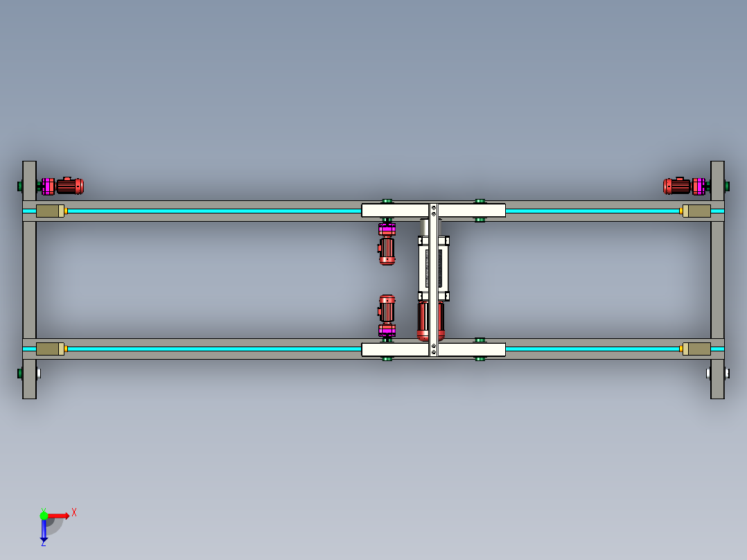 10T桥起重机设计三维stp俯视图
