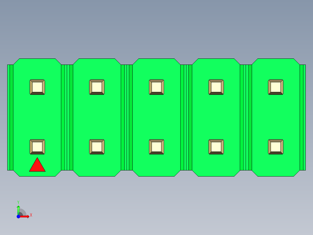 彩色公头100mil（2.54mm）系列-DS1021_green_2x05p_100mil_Type5_rev1.0前视图
