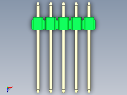 彩色公头100mil（2.54mm）系列-DS1021_green_2x05p_100mil_Type5_rev1.0俯视缩略图