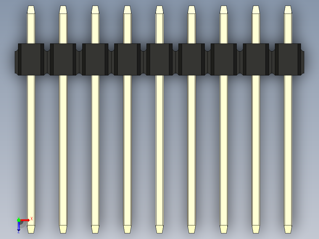彩色公头100mil（2.54mm）系列-DS1021_black_2x09p_100mil_Type5_rev1.0俯视图