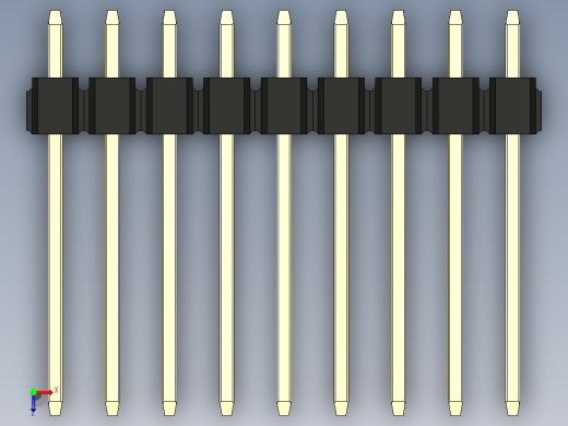 彩色公头100mil（2.54mm）系列-DS1021_black_2x09p_100mil_Type5_rev1.0俯视缩略图