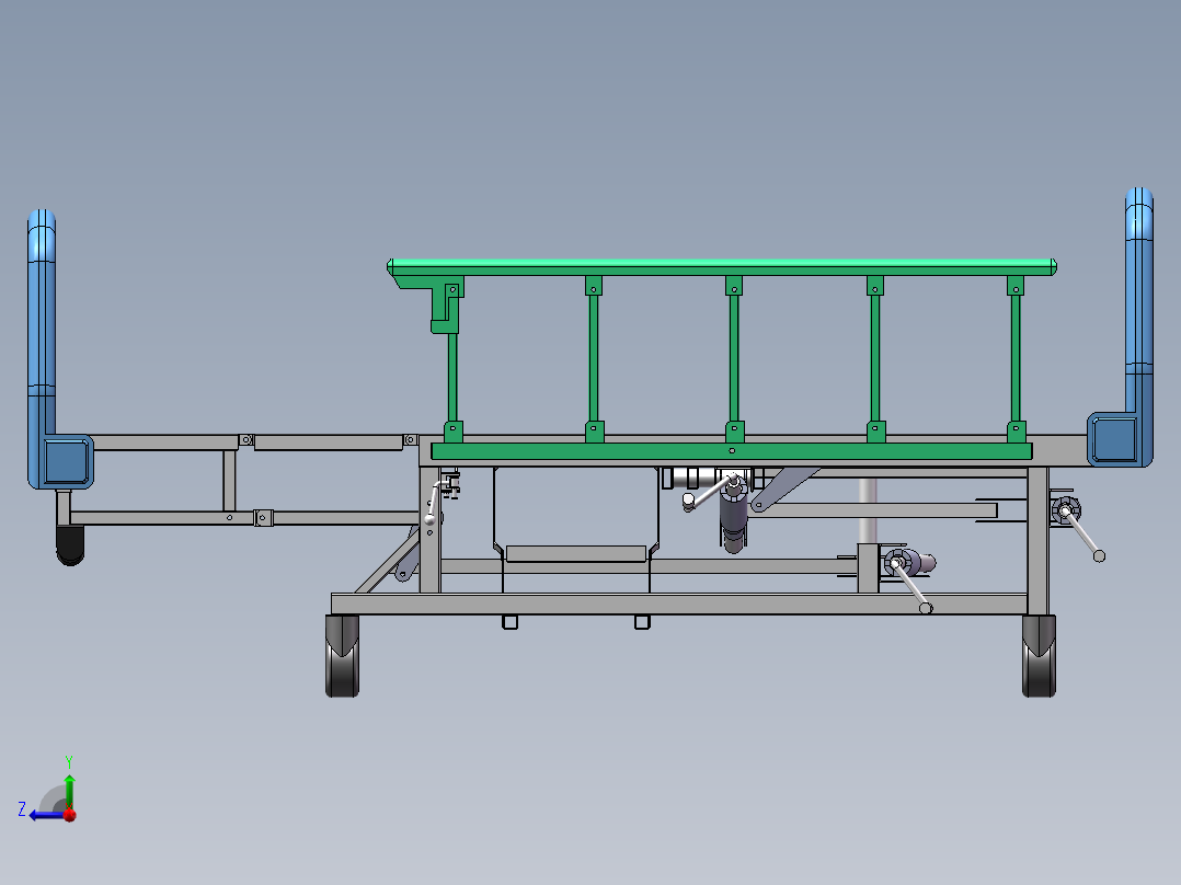 康复护理病床右视图