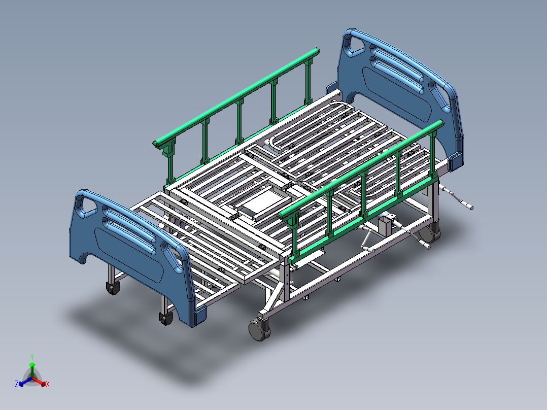 康复护理病床正等轴测图