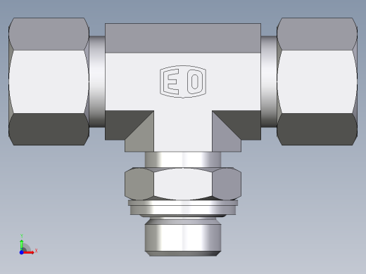 卡套式工业通用硬管接头EO_Adjustable_locknut_branch_tee_TEE12ZSRCF前视缩略图