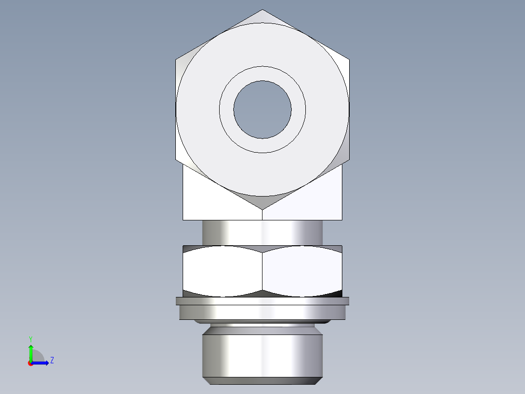 卡套式工业通用硬管接头EO_Adjustable_locknut_branch_tee_TEE12ZSRCF左视图