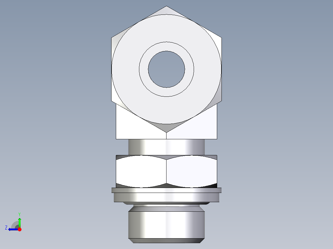 卡套式工业通用硬管接头EO_Adjustable_locknut_branch_tee_TEE12ZSRCF右视图