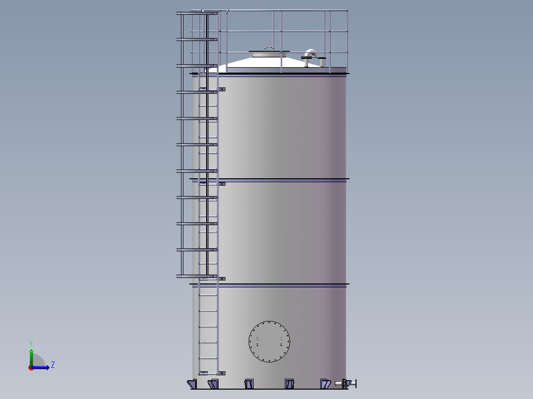 液氧储罐 自动化设备3D图纸3D模型左视图