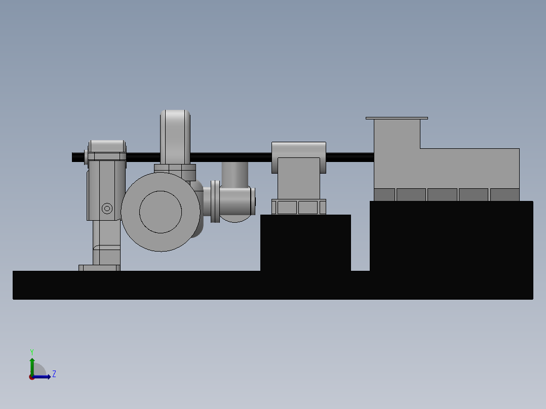 背压式汽轮机左视图