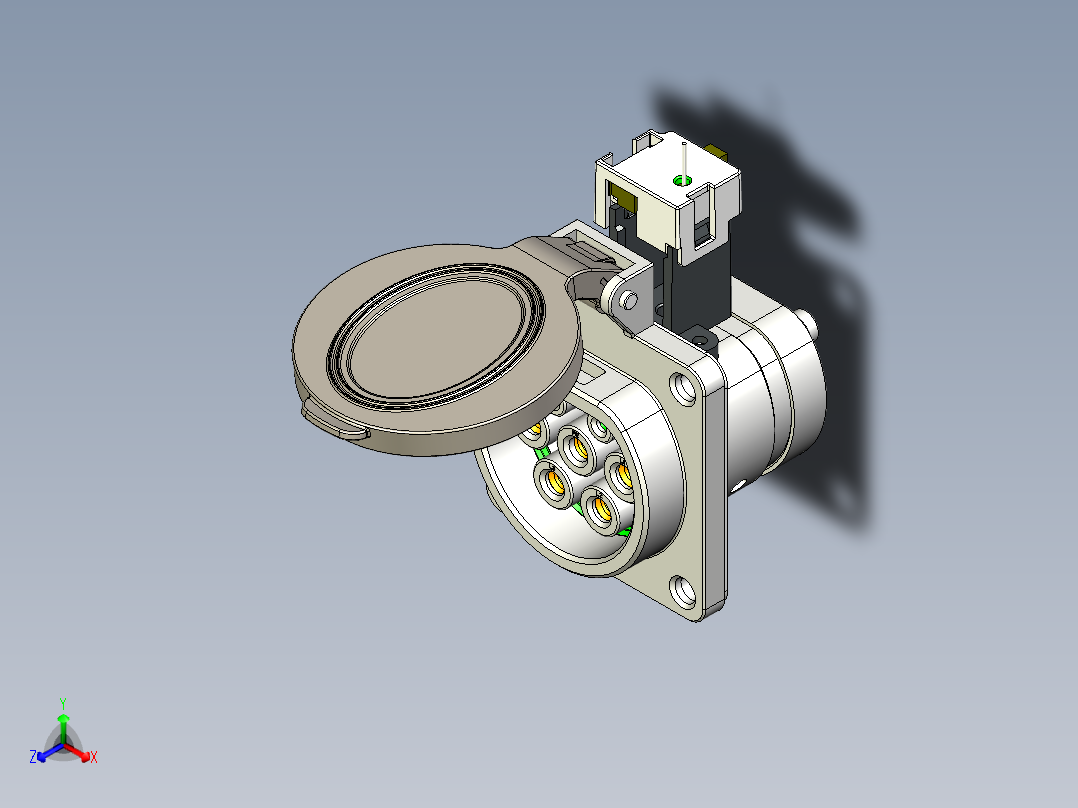电动汽车充电插座三维模型正等轴测图