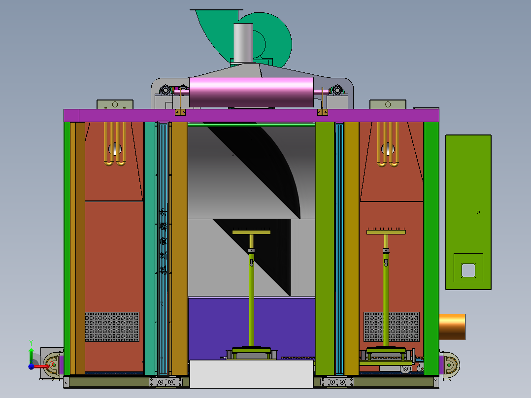 升降门式喷涂烤箱(sw18可编辑+工程图+bom）前视图