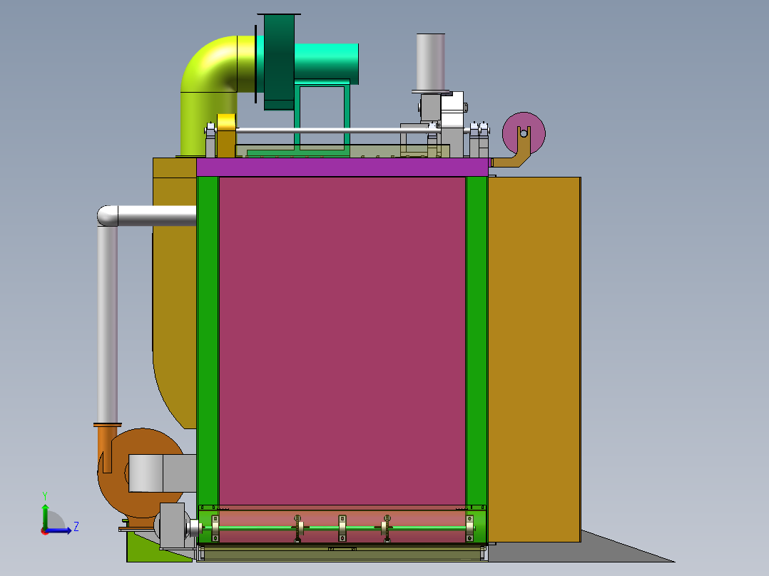 升降门式喷涂烤箱(sw18可编辑+工程图+bom）左视图