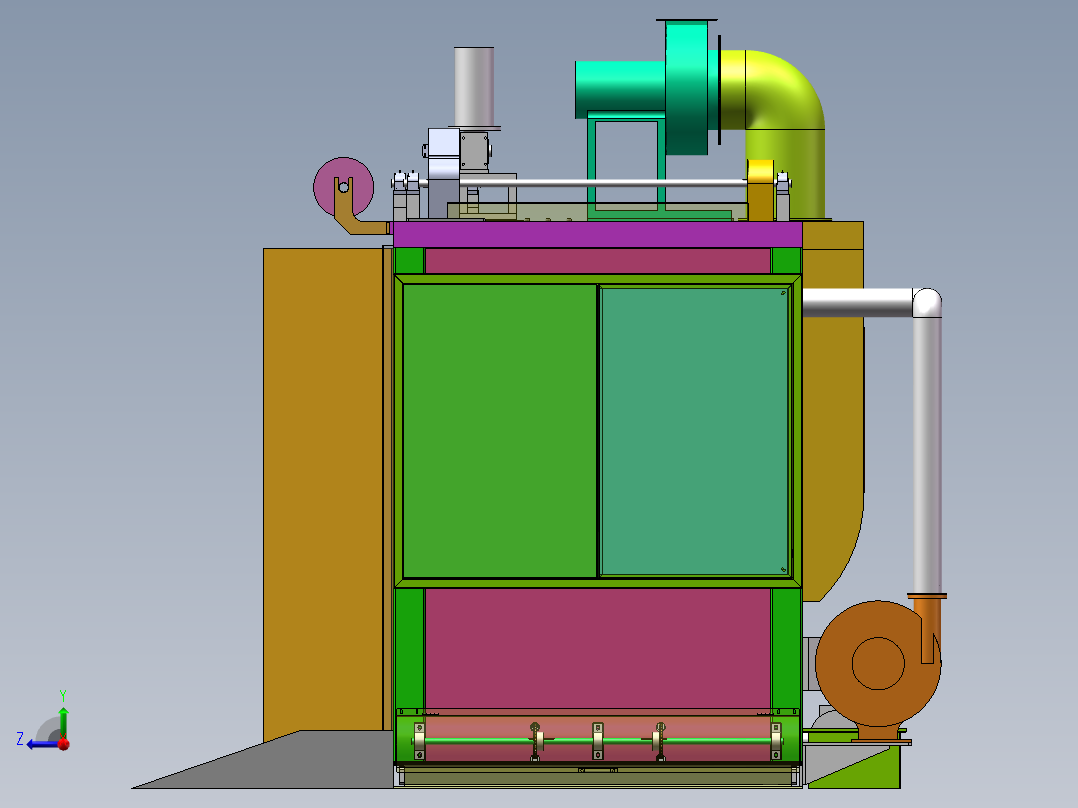 升降门式喷涂烤箱(sw18可编辑+工程图+bom）右视图