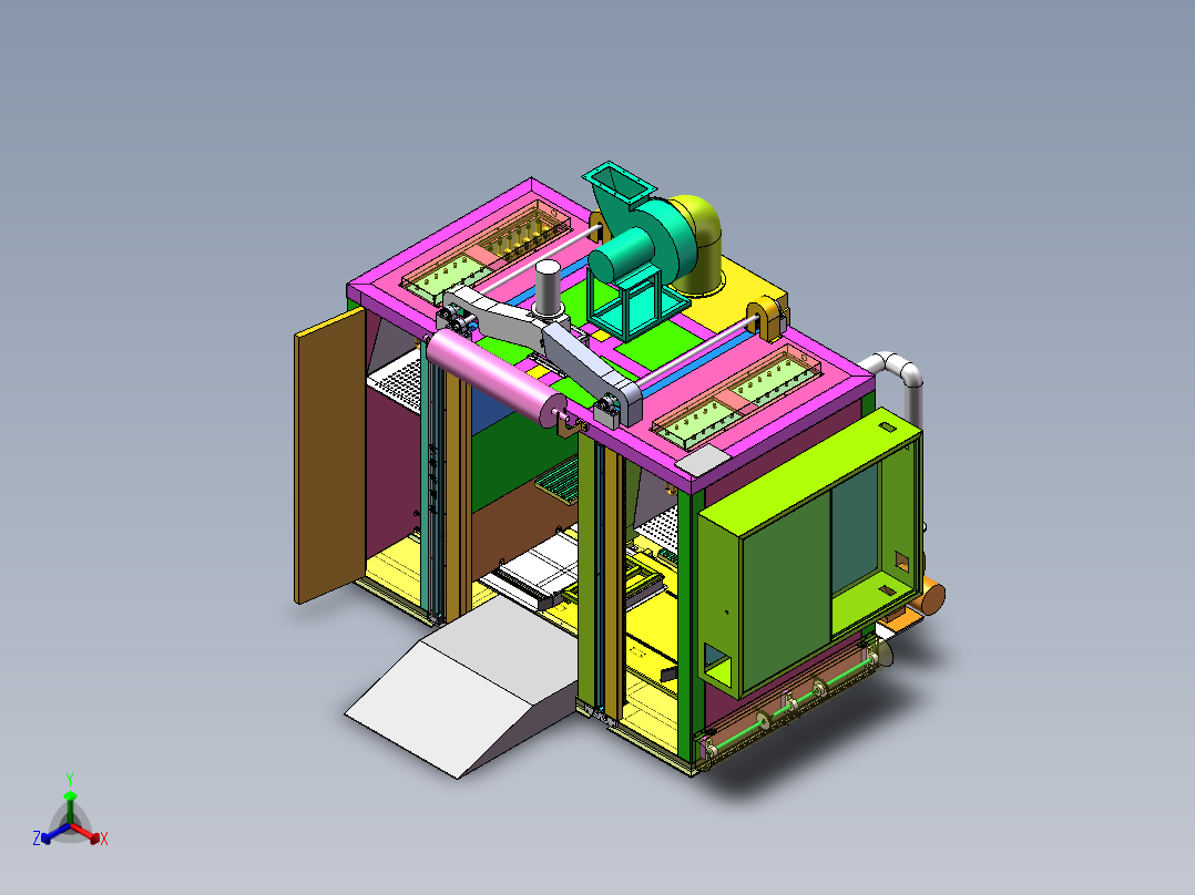 升降门式喷涂烤箱(sw18可编辑+工程图+bom）正等轴测图