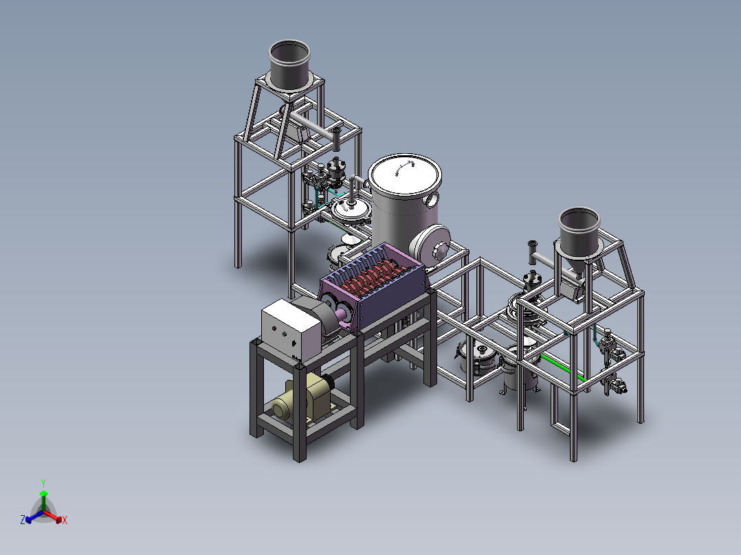 组合式塑胶颗粒粉碎设备sw17可编辑正等轴测图