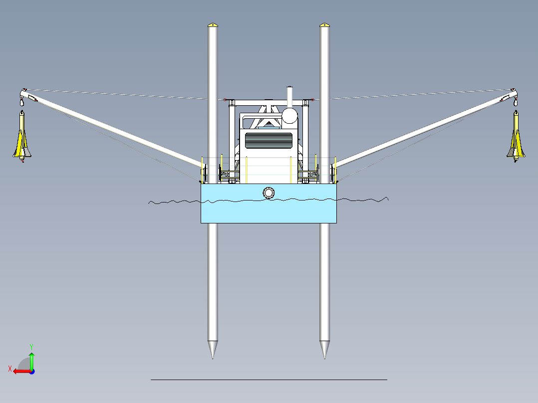 简易绞吸式挖泥船后视图
