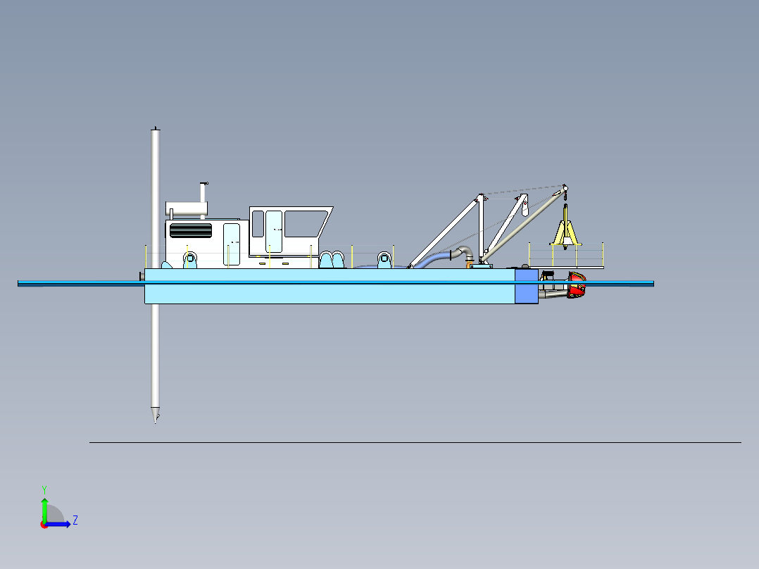 简易绞吸式挖泥船左视图