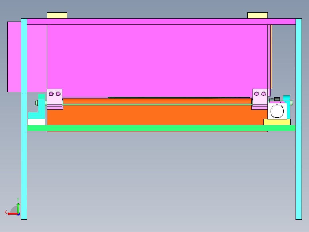 齿轮齿条开合机构后视图