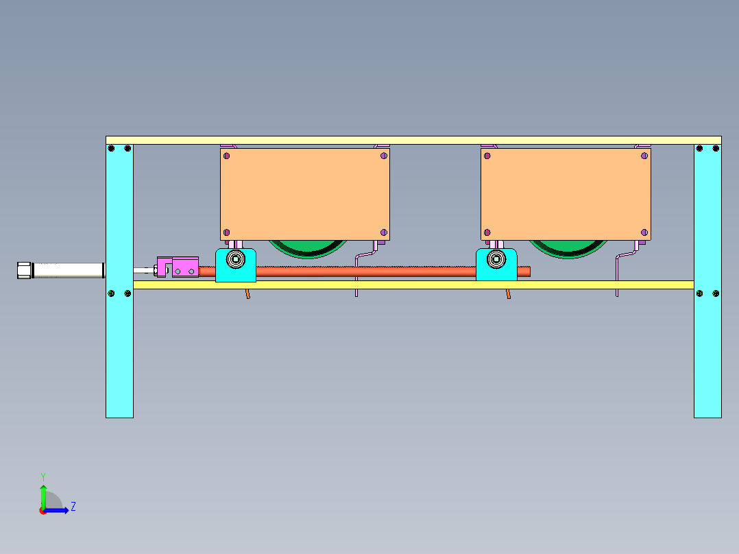 齿轮齿条开合机构左视图