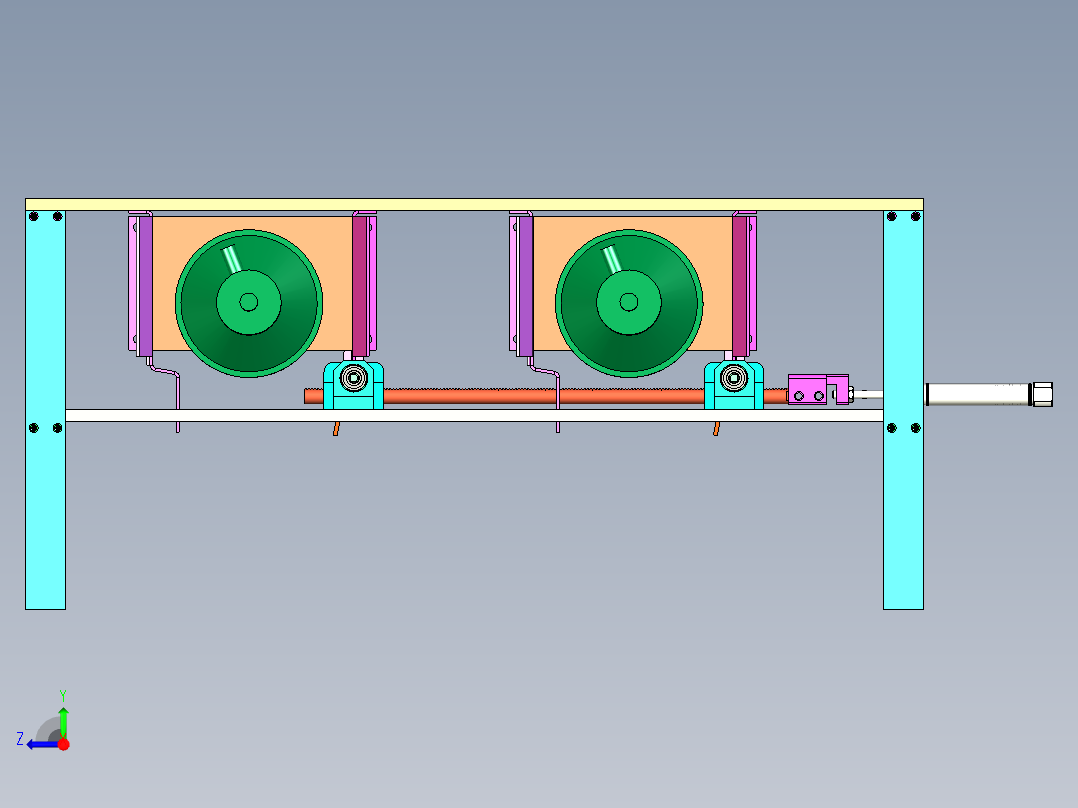 齿轮齿条开合机构右视图