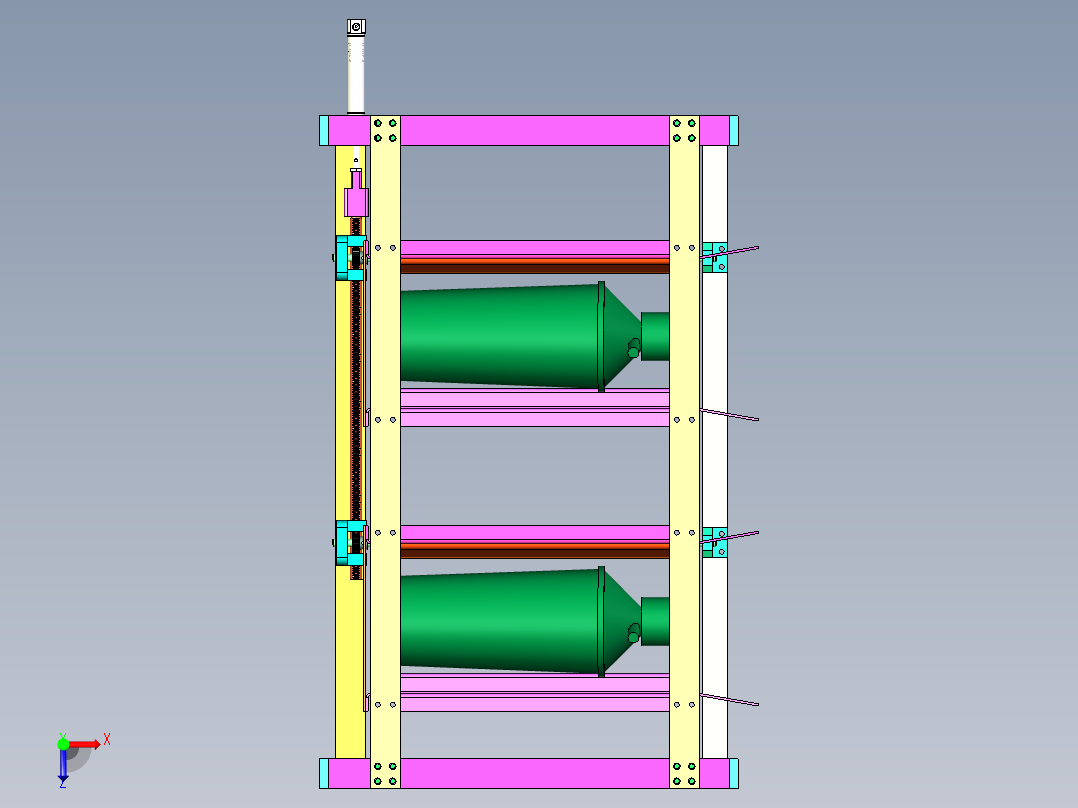 齿轮齿条开合机构俯视图