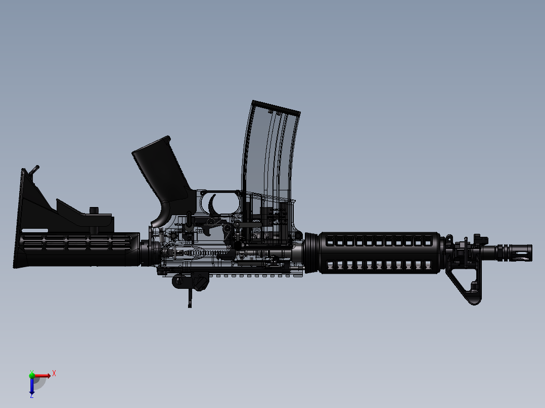 手枪左轮冲锋枪老式狙击步枪设计3D图纸m4-1 3 SW UG X_T俯视图