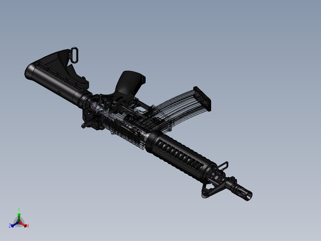 手枪左轮冲锋枪老式狙击步枪设计3D图纸m4-1 3 SW UG X_T正等轴测图