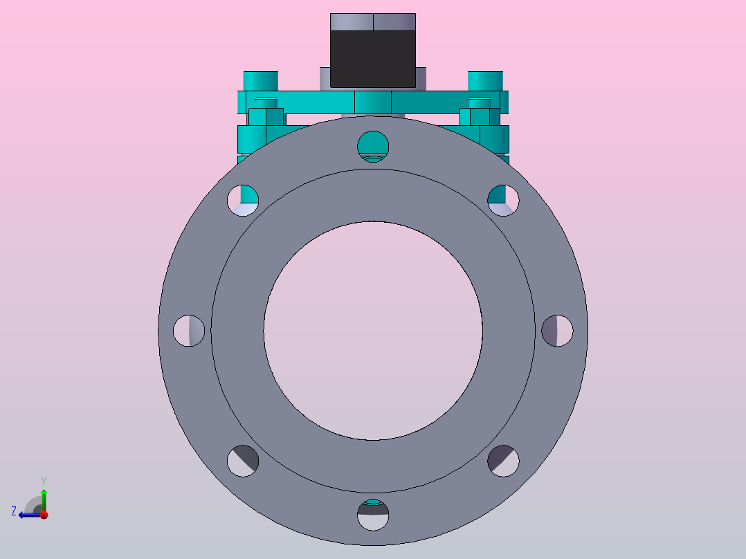 法兰连接球阀[125]右视图