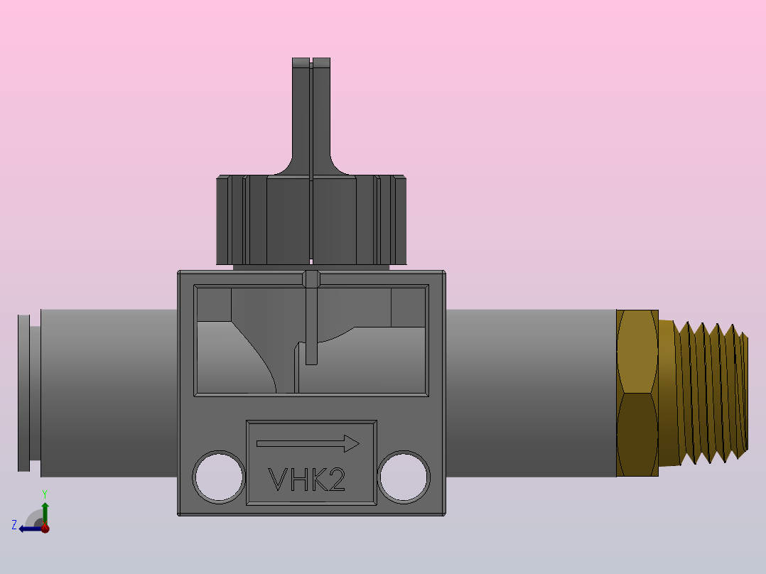 VHK系列P快速接头A外螺纹二通三通手动阀[标准型VHK2-08F-02S]右视图